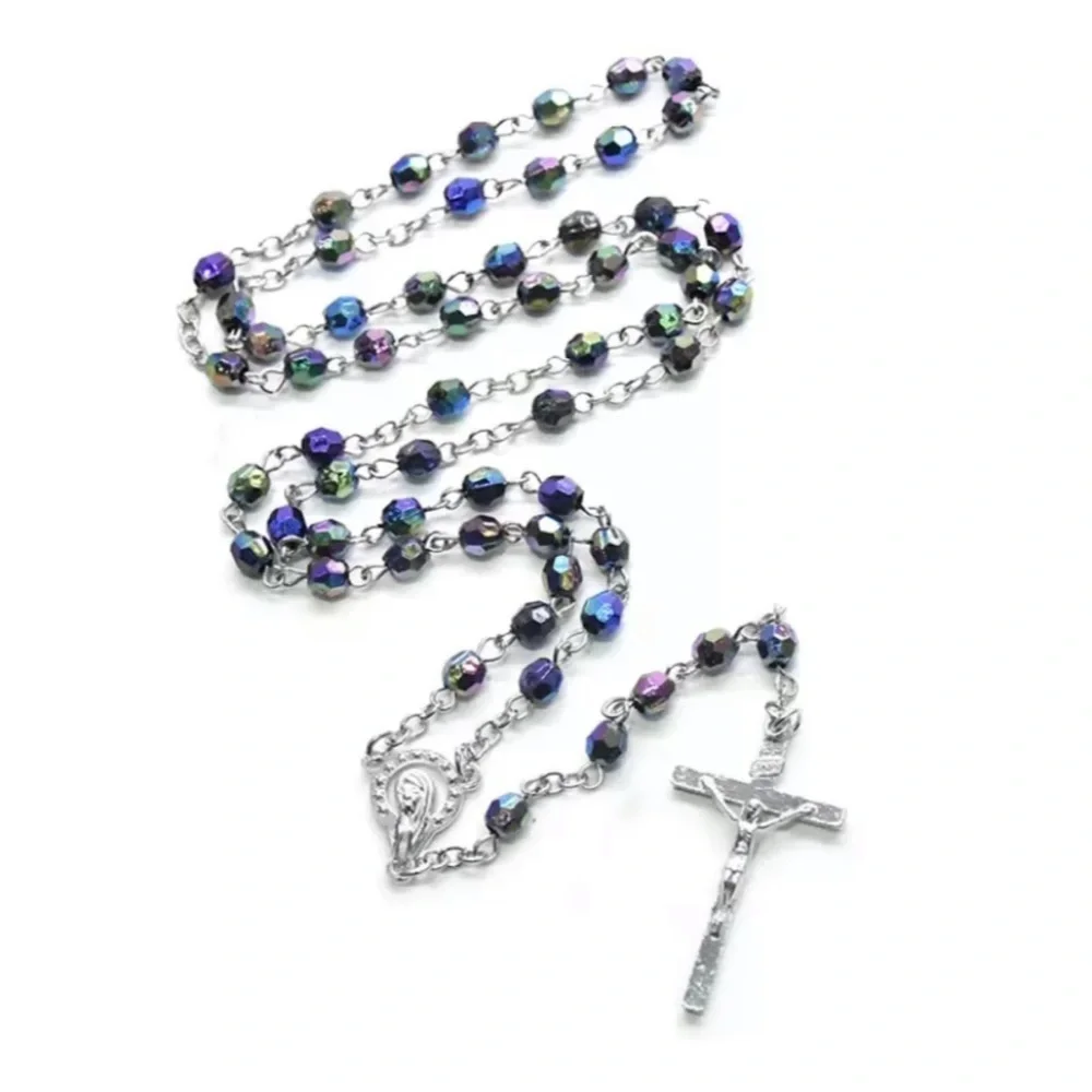 Rainbow Iridescent Acrylic Beaded Catholic Religious Rosary